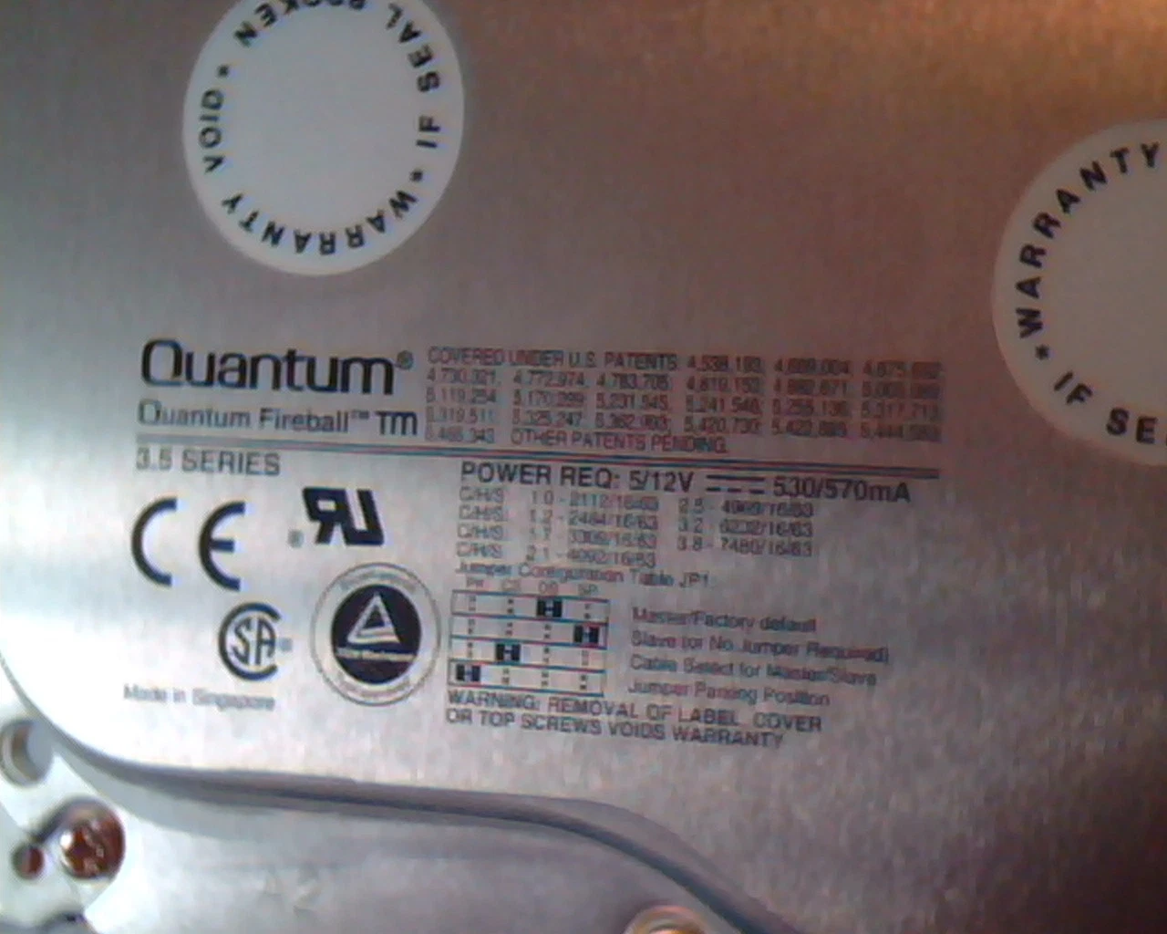 Hard Drive Disk HDD IDE Quantum Fireball TM 1280AT 1.2GB TM12A012 01-B - image 2