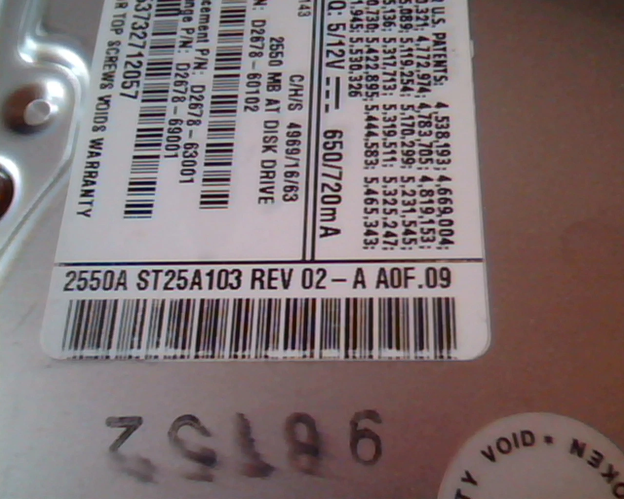 Hard Drive Disk IDE Quantum Fireball ST 2550A ST25A103 Rev 02-A A0F.09 - image 3