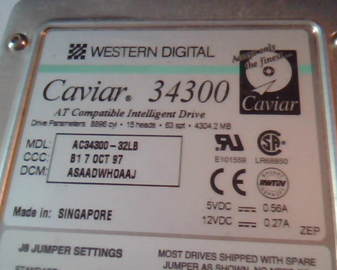 Hard Drive Disk IDE Western Digital Caviar 34300 AC34300-32LB ASAADWHOAAJ OCT - image 2