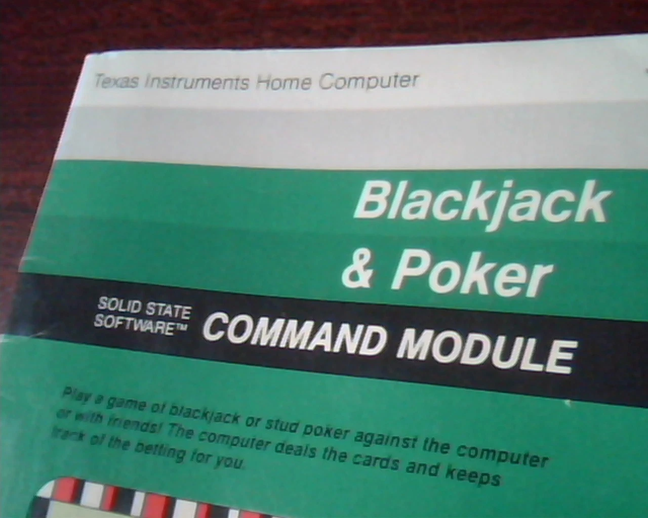Texas Instruments Blackjack and Poker Cartridge AND Manual Solid State TI - image 2