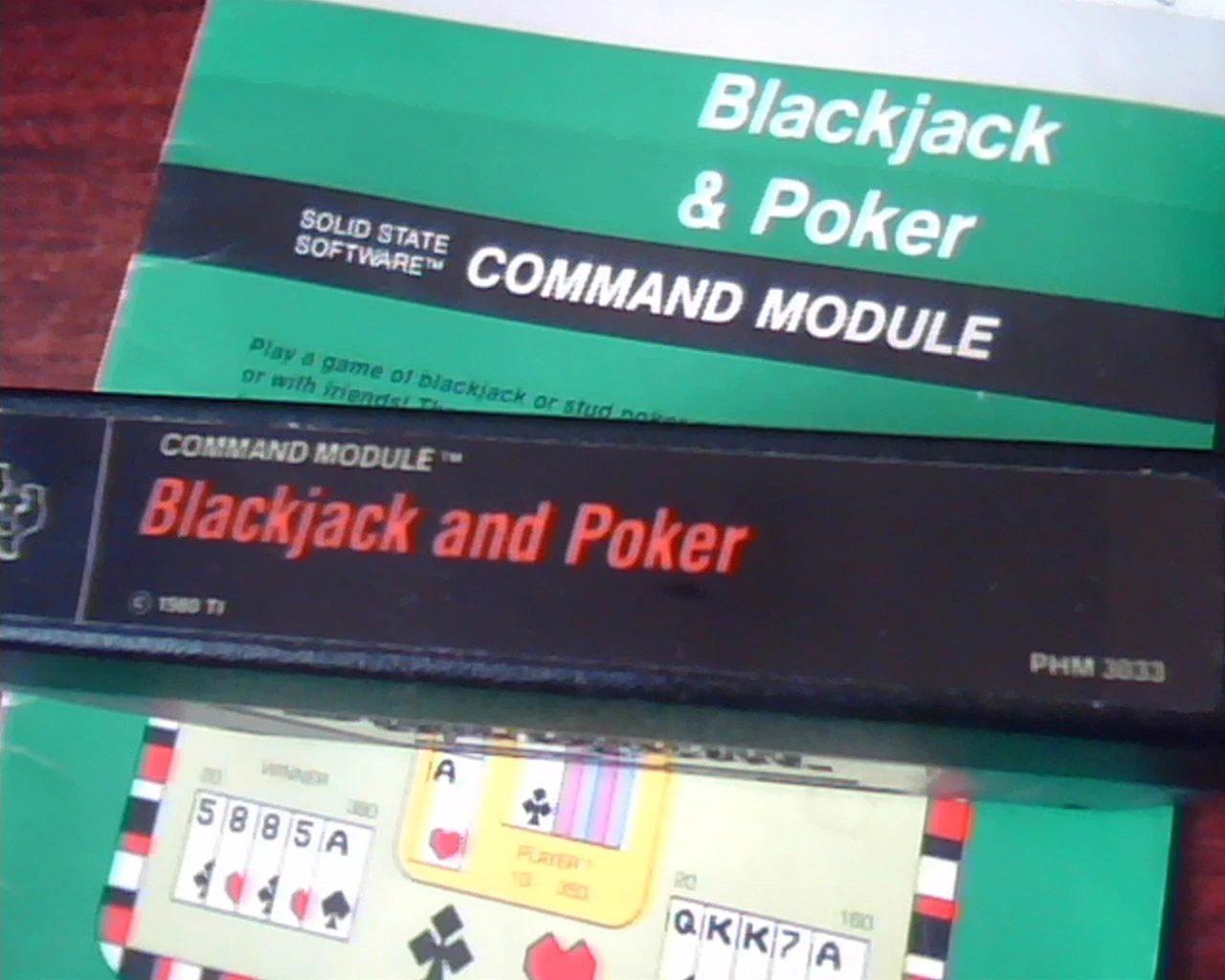 Texas Instruments Blackjack and Poker Cartridge AND Manual Solid State TI - image 3