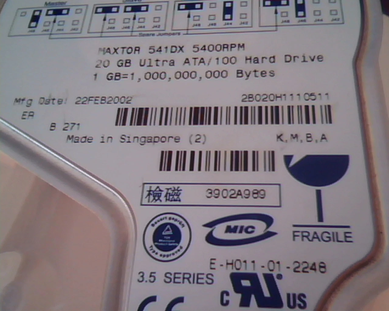 Hard Drive Disk IDE Maxtor 2B020H1 11A 05A 20GB ATA 541DX 40020624 - image 3