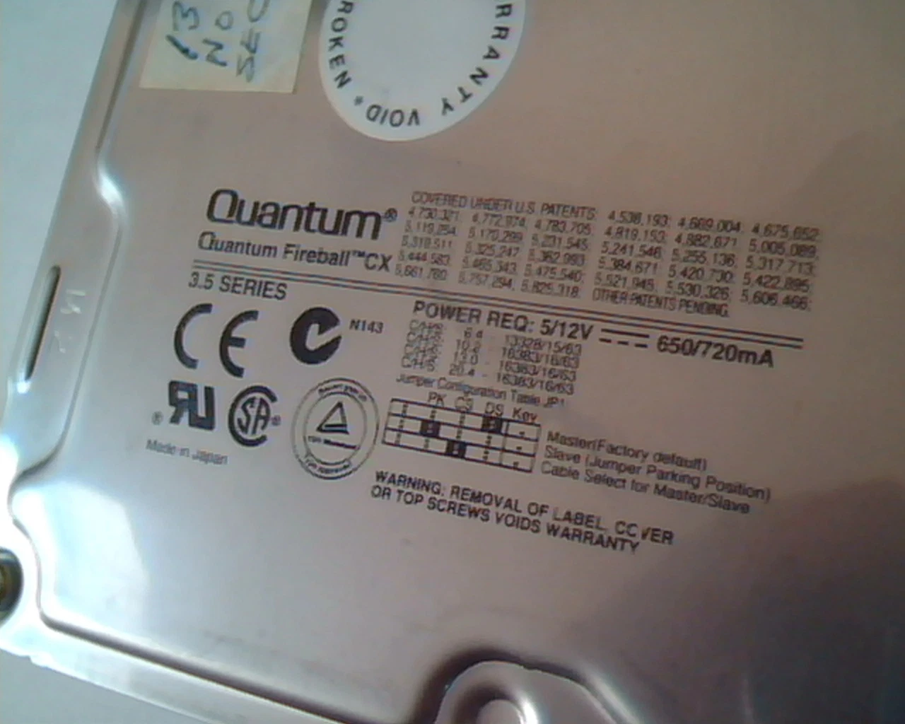 Hard Drive Disk IDE Quantum Fireball CX CX13A011 02-B 13.0AT ACXF 0B00 HDD - image 2