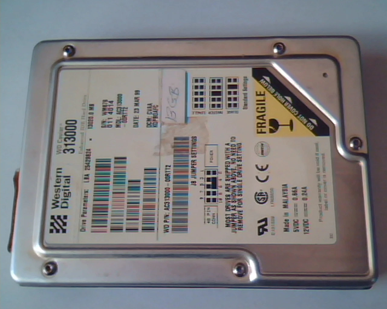 Hard Drive Disk IDE Western Digital Caviar 313000 AC313000-00RTT2 25429824 WD