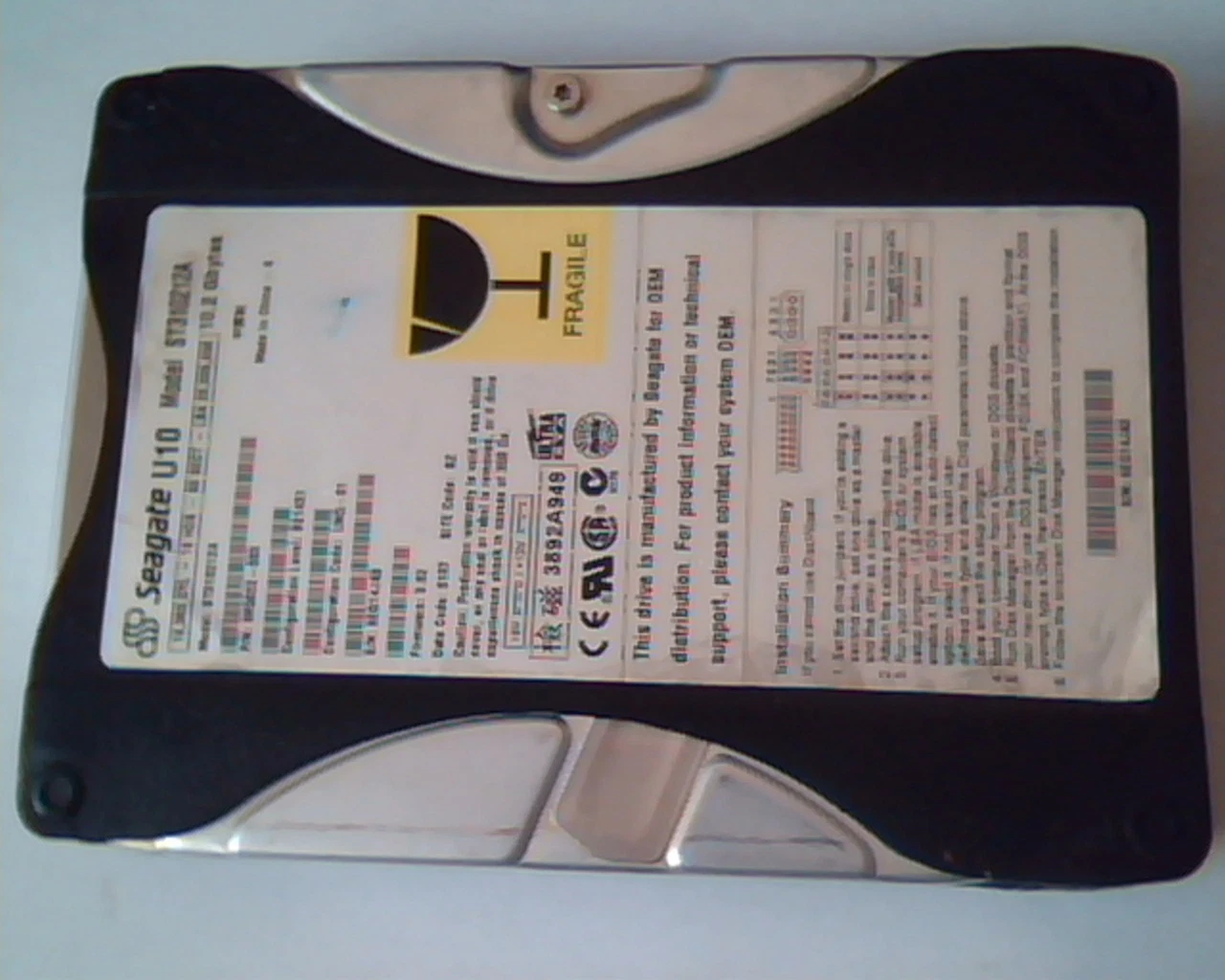 Hard Drive Disk IDE Seagate U10 ST310212A 9R5002-003 B21431 10.2GB 3.02 UNQ-01