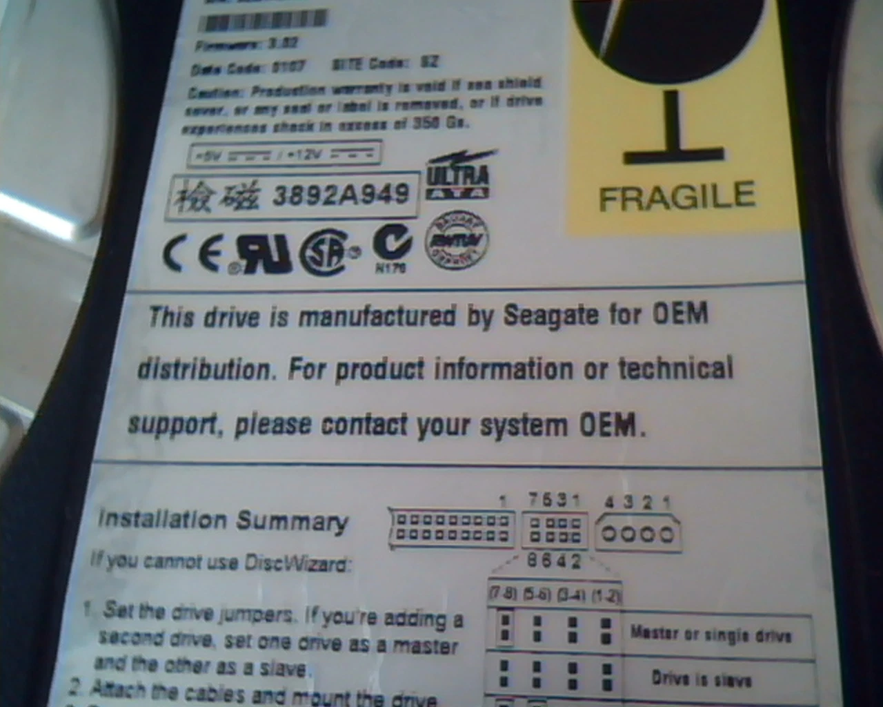 Hard Drive Disk IDE Seagate U10 ST310212A 9R5002-003 B21431 10.2GB 3.02 UNQ-01 - image 3