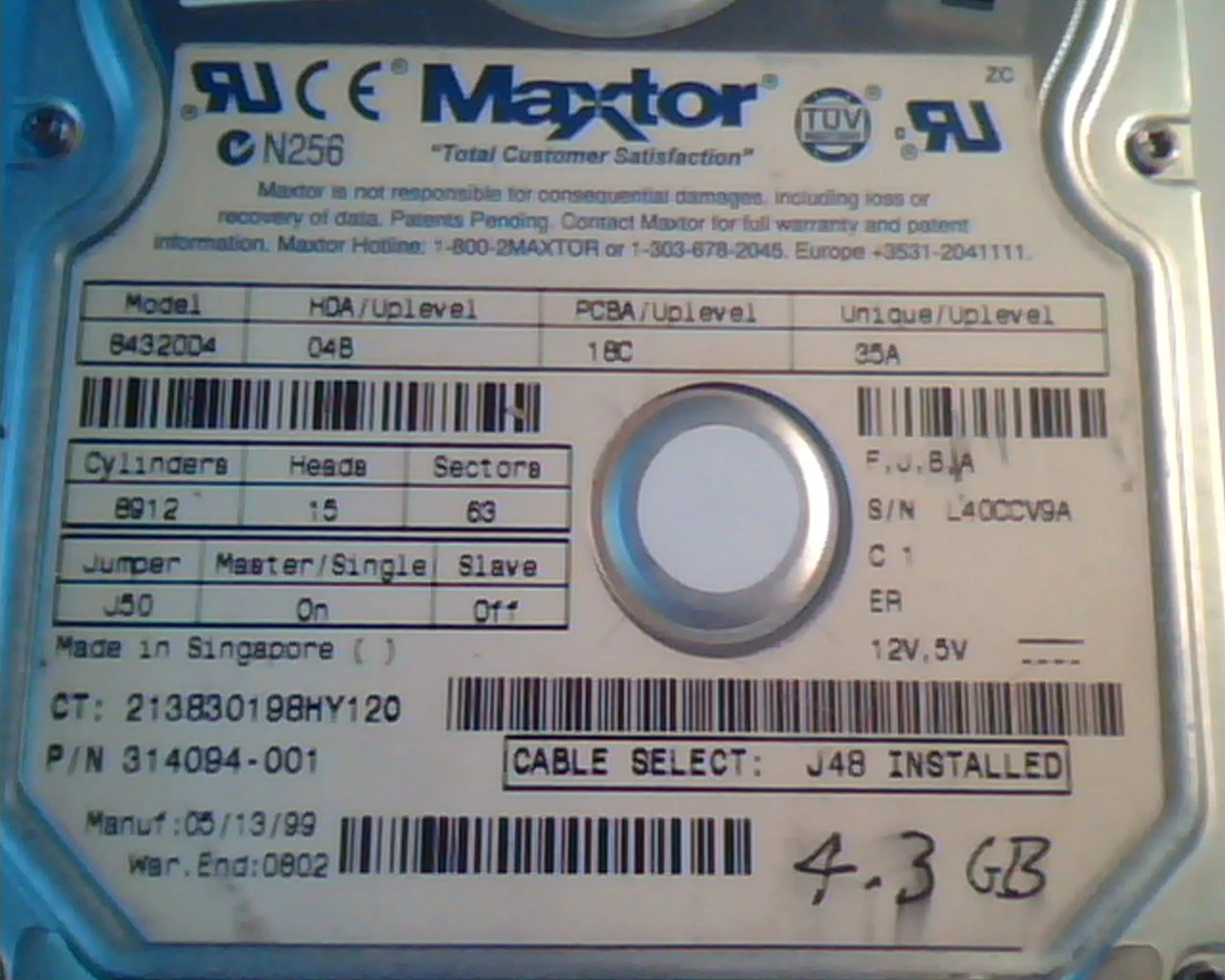 Hard Drive Disk IDE Maxtor 84320D4 04B 18C 35A 314094-001 84320D4CPQ - image 2