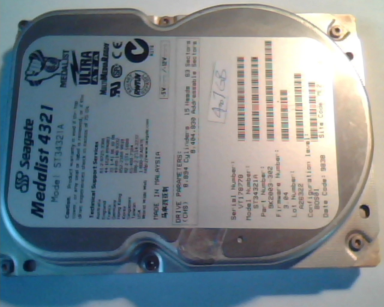 Hard Drive Disk IDE Seagate Medalist 4321 ST34321A 9K2003-302 3.04 A26322 BOS01