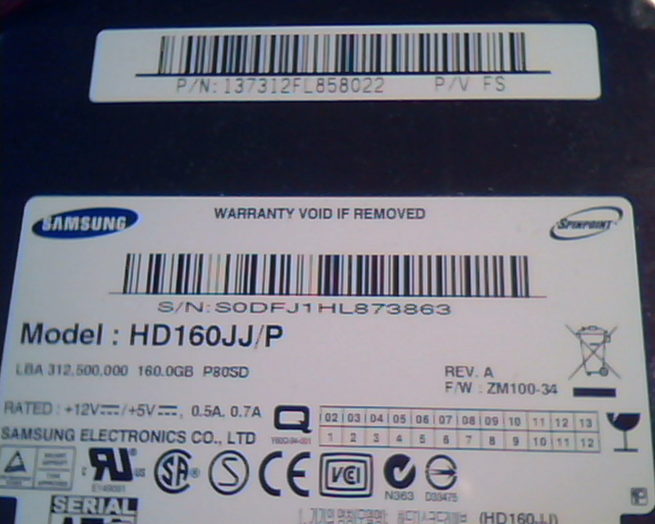 Hard Drive Disk SATA Samsung HD160JJ/P 160GB P80SD Spinpoint ZM100-34 Rev A - image 4