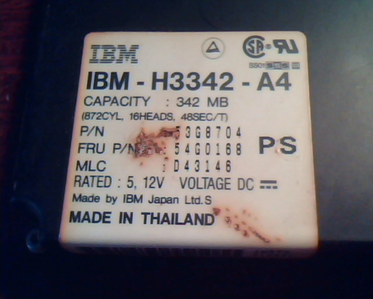 Hard Disk Drive IDE IBM IBM-H3342-A4 342MB 53G8704 54G0168 D43146 - image 2