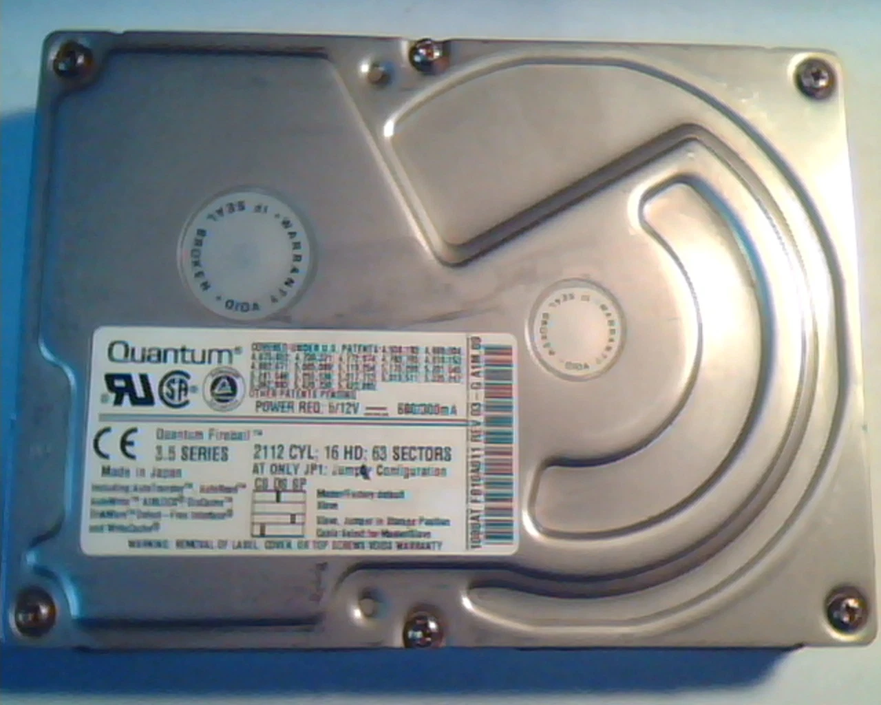 Hard Disk Drive IDE Quantum Fireball 1080AT FB10A011 Rev 03-G A1M.09 3.5