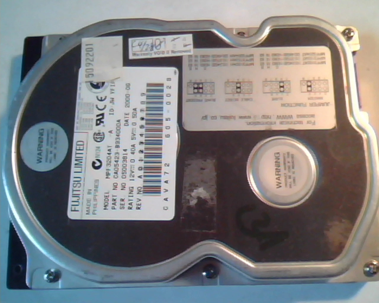 Hard Disk Drive IDE Fujitsu MPF3204AT CA05423-B934000A 2000-06 605-0028