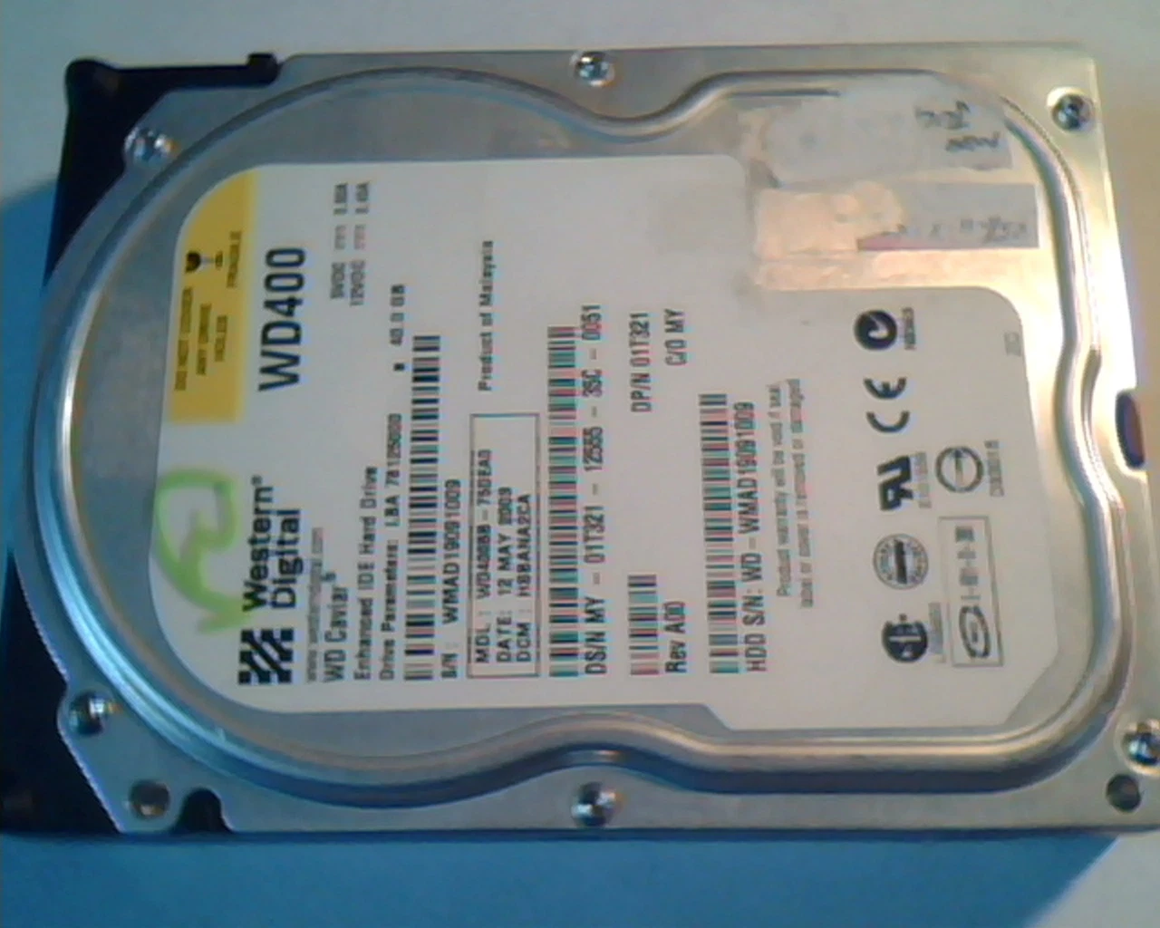 Hard Disk Drive IDE Western Digital Caviar WD400 WD400BB-75DEA0 HSBANA2CA 40GB