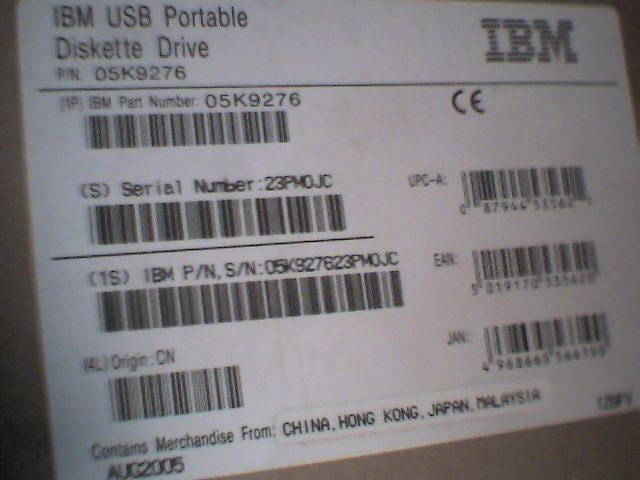 NEW IN BOX Genuine IBM Lenovo 3.5" USB Floppy Diskette Drive 1.44MB 05K9276 OEM - image 2