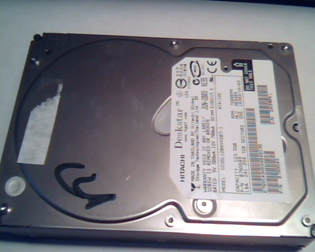 Hard Disk Drive IDE Hitachi Deskstar IC35L120AVV207-1 07N9549 241.254.720 H69404