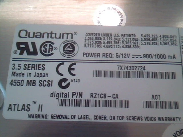 Hard Drive Quantum 4550J HN45J016 Rev 01-D DEC RZ1CB-CA 4550 MB SCSI 80-pin SCA - image 2