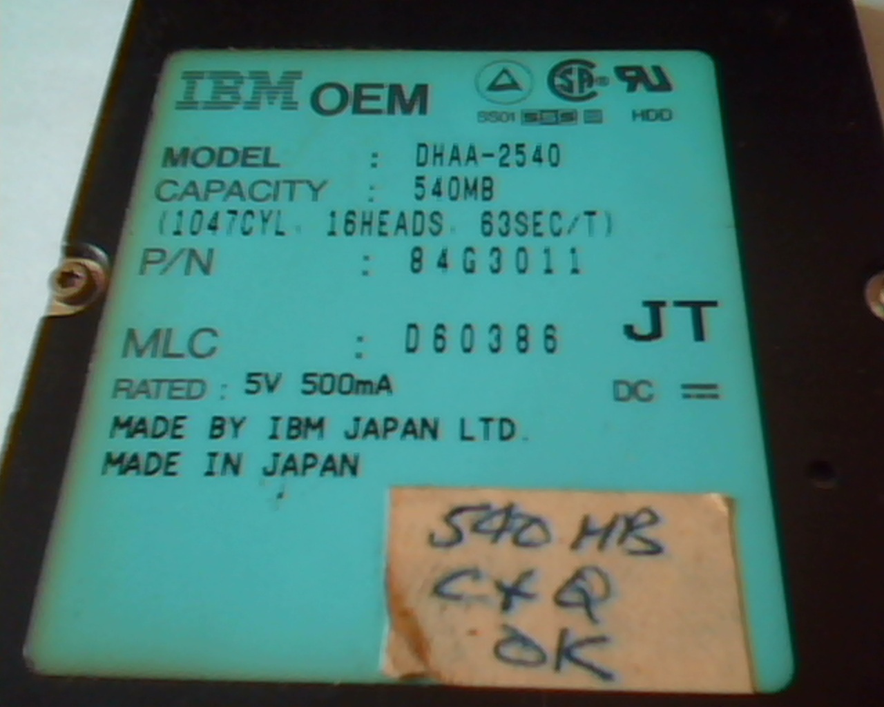 2.5 Hard Disk Drive IBM DHAA-2540 540MB 84G3011 D60386 JT OEM - image 2
