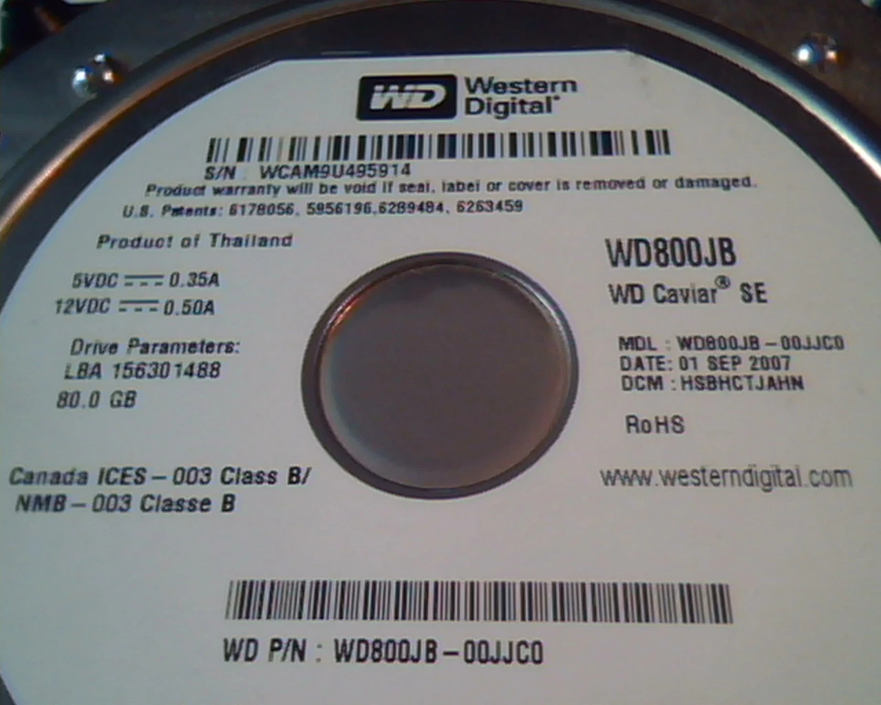 Hard Disk Drive IDE Western Digital WD800JB Caviar SE WD800JB-00JJC0 HSBHCTJAHN - image 2