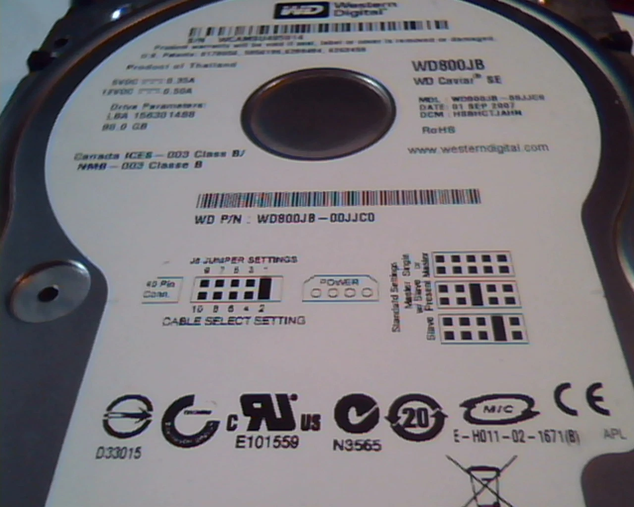 Hard Disk Drive IDE Western Digital WD800JB Caviar SE WD800JB-00JJC0 HSBHCTJAHN - image 3