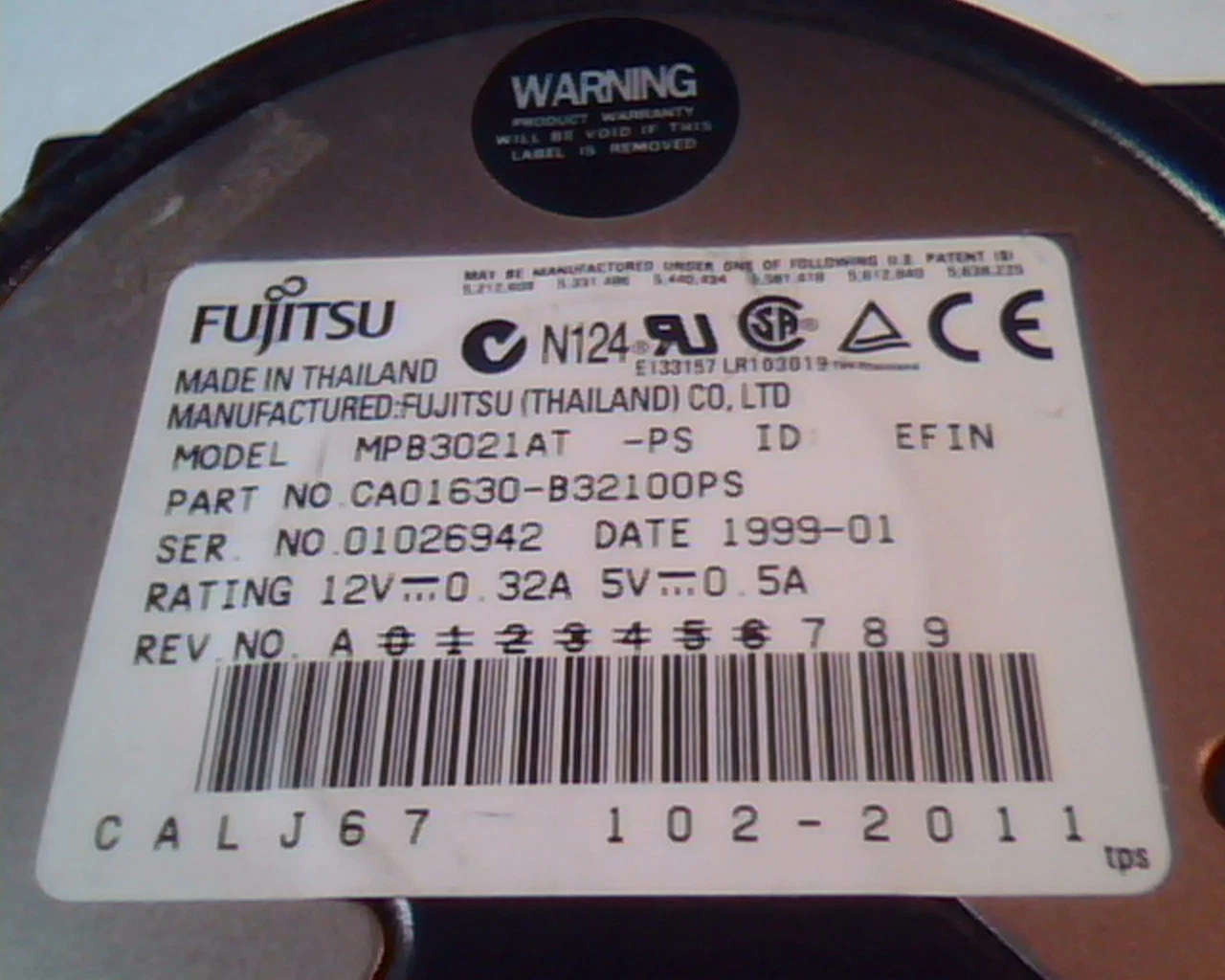 Hard Disk Drive IDE Fujitsu MPB3021AT EFIN CA01630-B32100PS 1999-01 102-2011 - image 2
