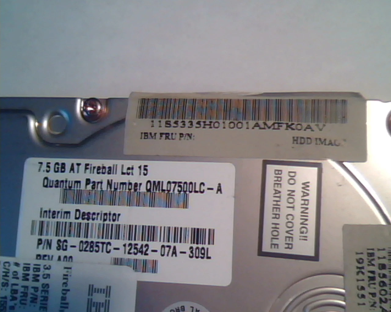 Hard Disk Drive IDE IBM Fireball lct 19K1550 QML07500LC-A LC07A011-01-A 7.5AT - image 2