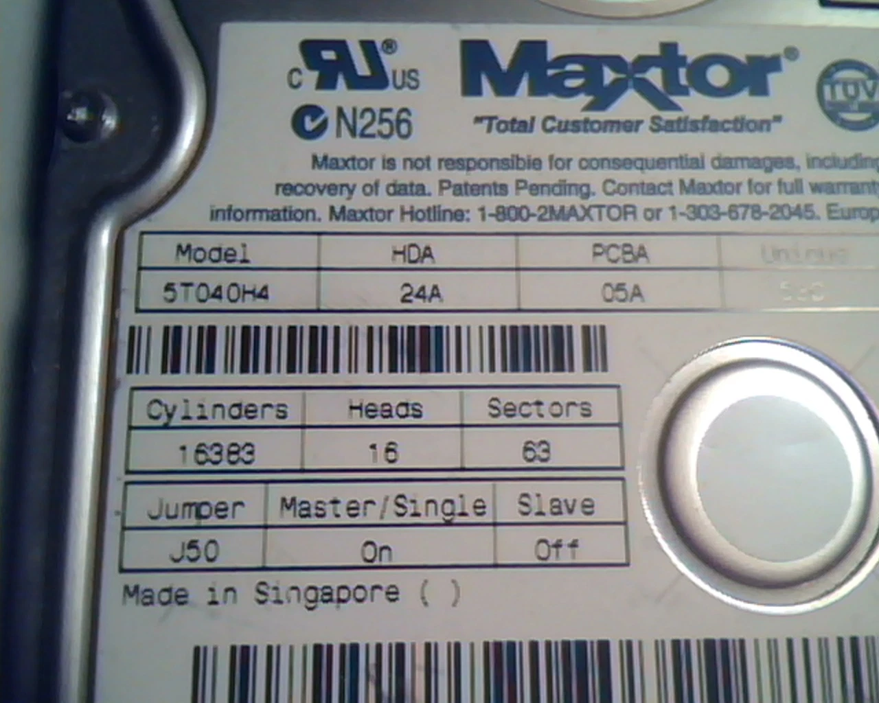 Hard Disk Drive IDE Maxtor 5T040H4 24A 05A 53C TAH71DP0 053EDU A00 - image 3