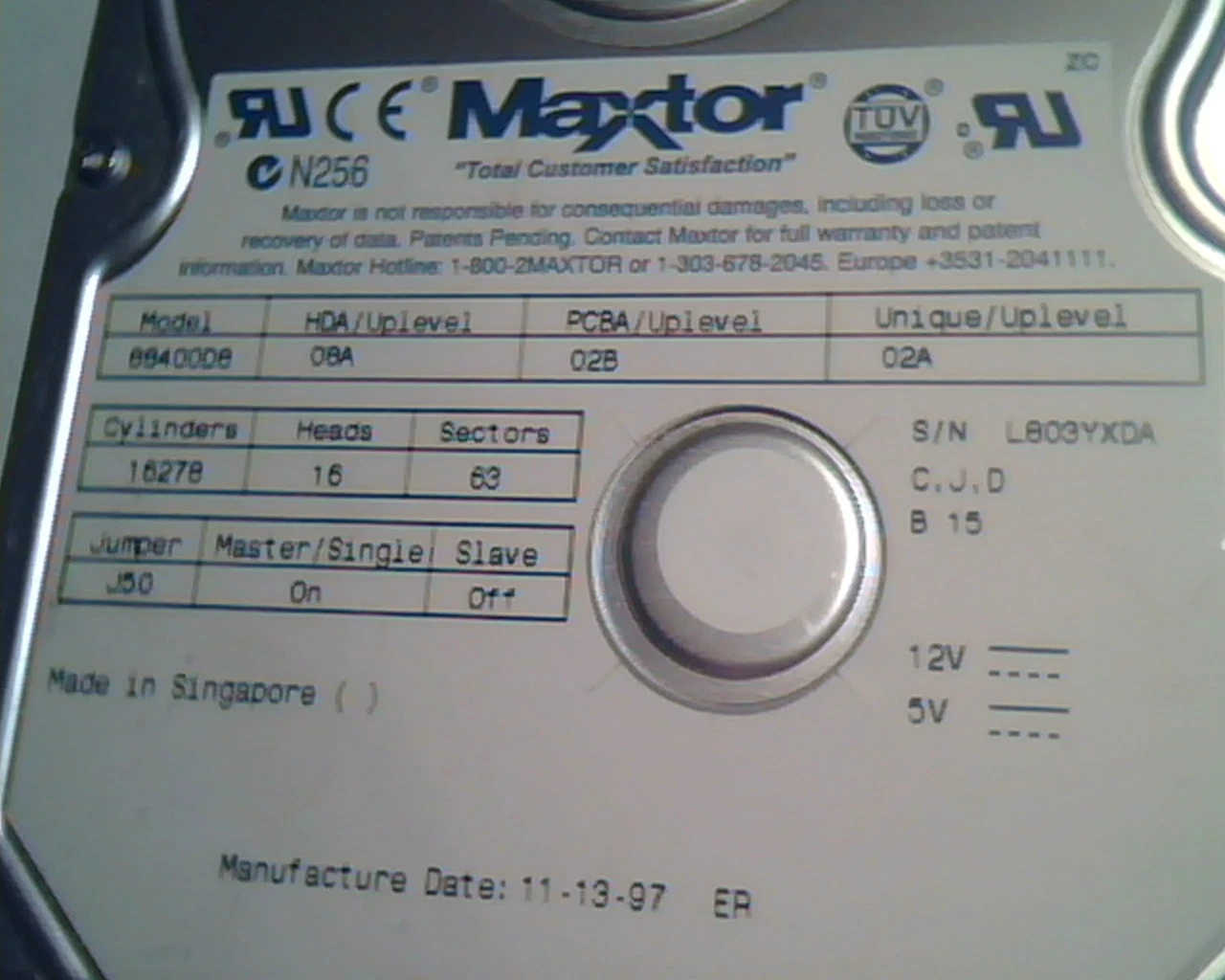 Hard Disk Drive IDE Maxtor 88400D8 08A 02B 02A 11-13-97 EA - image 2
