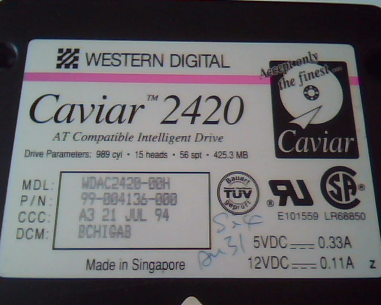 Hard Disk Drive IDE Western Digital Caviar 2420 WDAC2420-00H 99-004136-000 - image 2