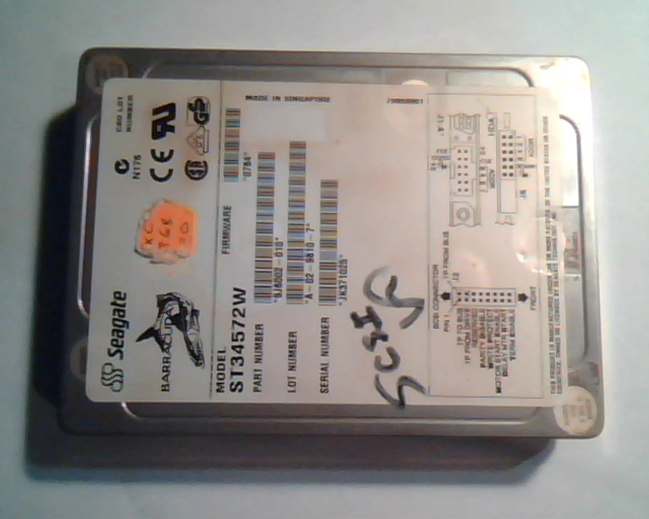 Hard Disk Drive SCSI Seagate Barracuda ST34572W 9J6002-010 A-02-9810-7 0784