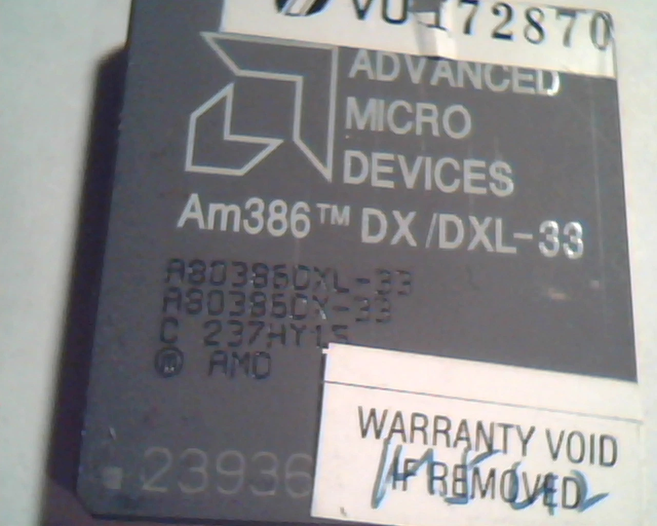 Rare CPU computer chip - Am386 DX/DXL-33 A80386DXL-33 A80386DX-33 237HY15 AMD - image 2