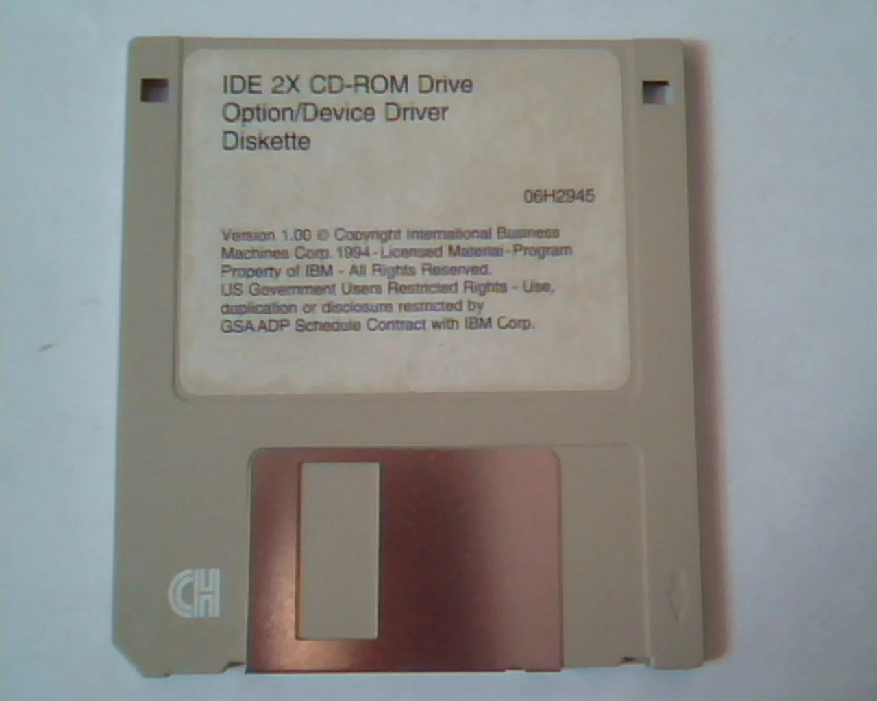Floppy Disk IBM IDE 2X CD-ROM Drive Option/Device Driver Diskette 06H2945 Ver1.0
