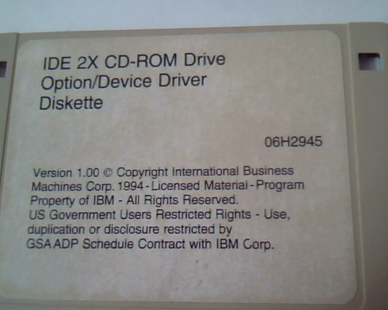 Floppy Disk IBM IDE 2X CD-ROM Drive Option/Device Driver Diskette 06H2945 Ver1.0 - image 2