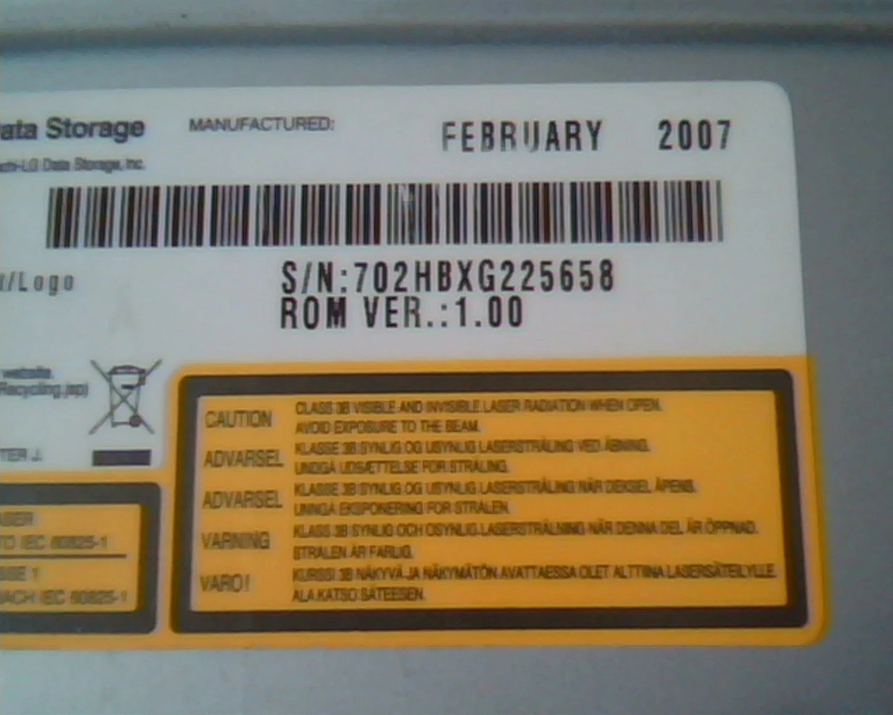 LG Super Multi DVD Rewriter GSA-H50N 1.00 February 2007 DVD CD Drive - image 3