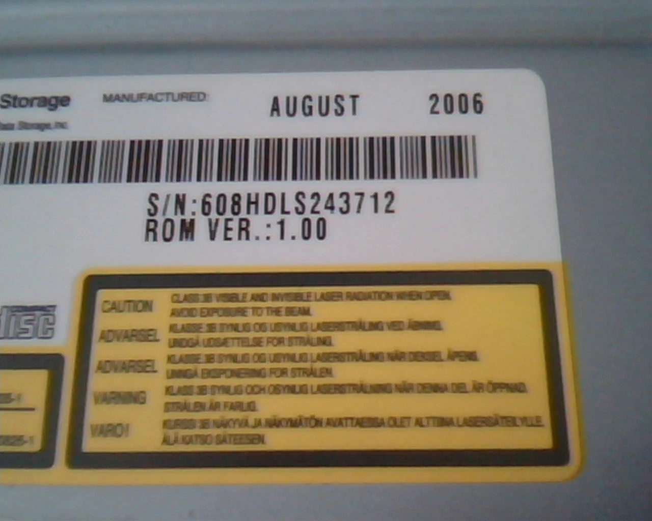 LG Super Multi DVD Rewriter GSA-H22N ROM Ver 1.00 August 2006 DVD Drive - image 3