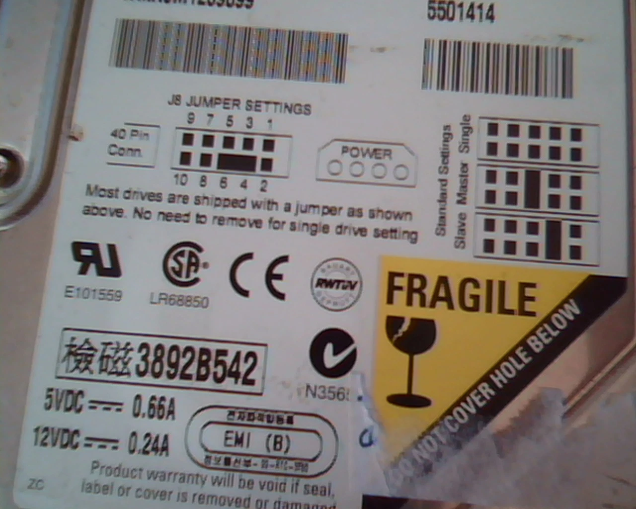 Hard Disk Drive IDE Western Digital Caviar 102AA WD102AA-53ANA0 HSBA EIFAO - image 3