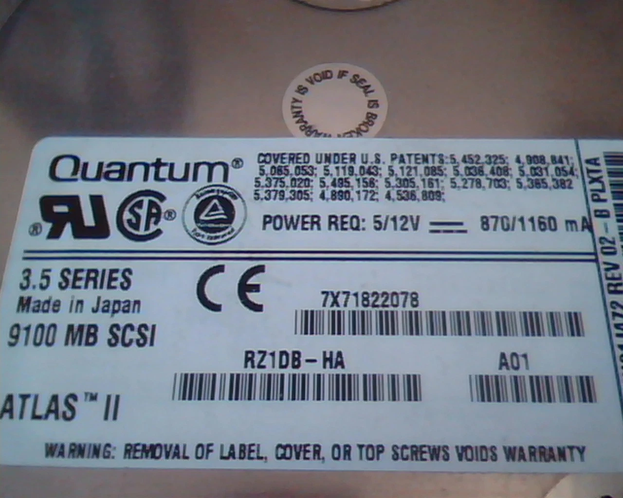 Hard Drive Disk SCSI Quantum Atlas II 9100J HN91J472 02-B 01-D PLXTA A01 - image 2