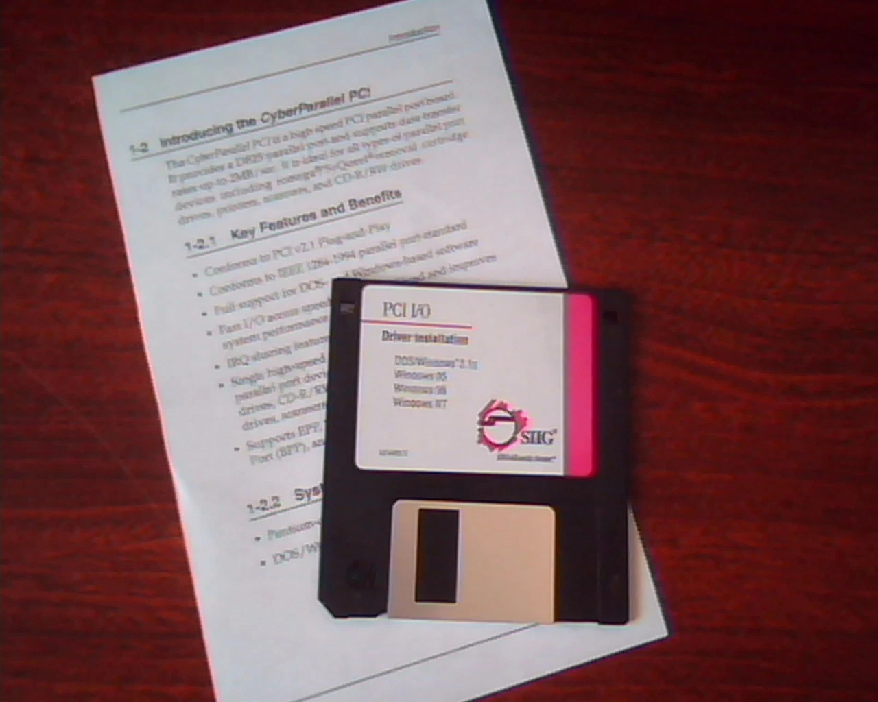 Floppy Disk CyberParallel PCI I/O Driver Installation DOS Windows SIIG 02-0400 C