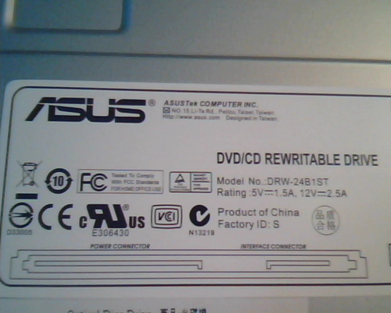 ASUS DVD/CD Rewritable Drive DRW-24B1ST SATA DVD CD DRW-24B1ST/BLK/B/AS - image 2