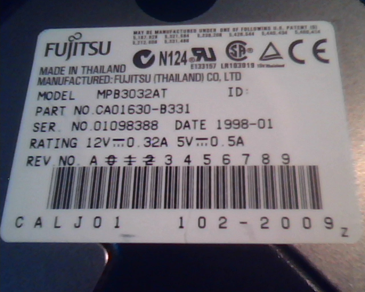 Hard Disk Drive IDE Fujitsu MPB3032AT CA01630-B331 1998-01 102-2009 CALJ01 - image 2