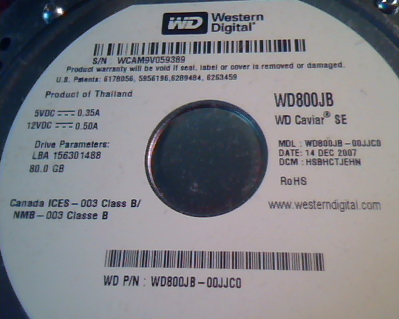 Hard Disk Drive IDE Western Digital WD800JB Caviar SE HSBHCTJEHN - image 2