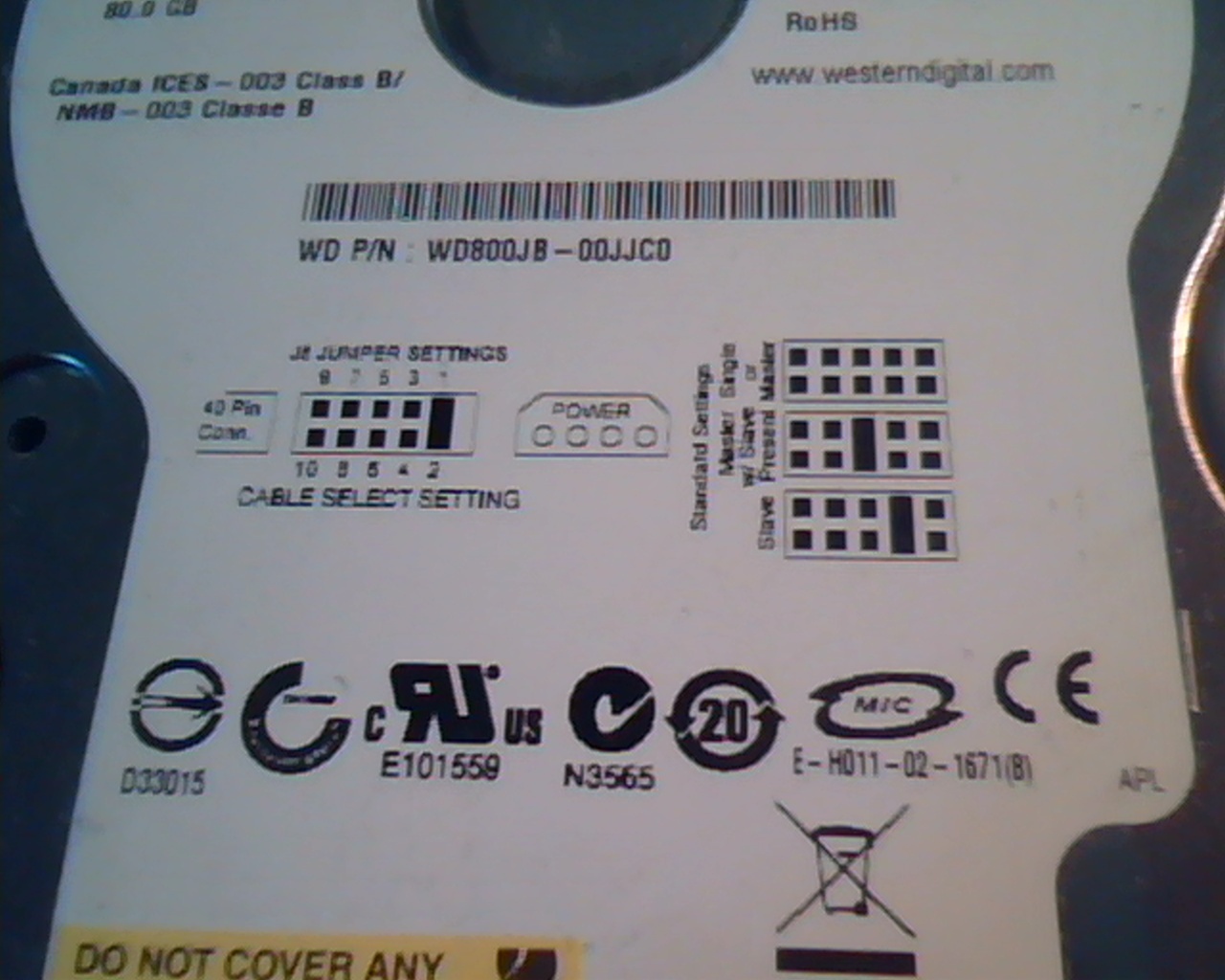 Hard Disk Drive IDE Western Digital WD800JB Caviar SE HSBHCTJEHN - image 3