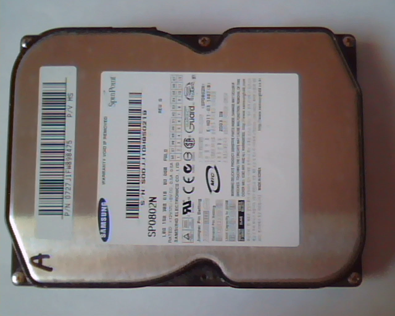 Hard Disk Drive IDE Samsung Spinpoint SP0802N Rev A 158.368.016 80GB PALO MS