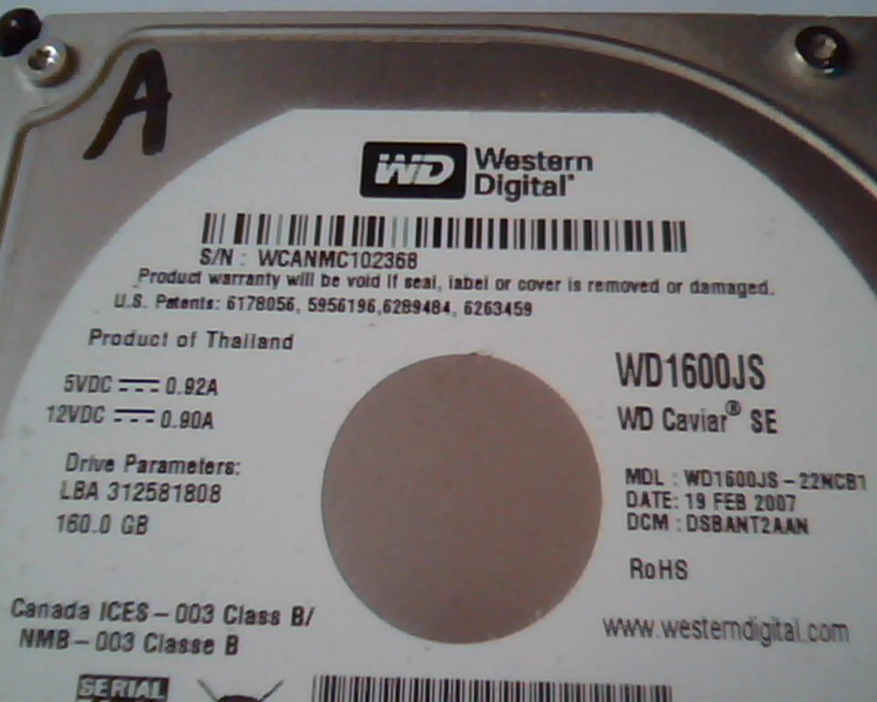 Hard Disk Drive SATA Western Digital Caviar SE WD1600JS WD1600JS-22NCB1 160GB - image 2
