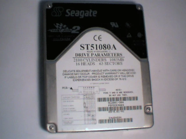 IDE Hard Drive Seagate ST51080A 9C2001-304 3.5 FastATA2 OEM 1083MB