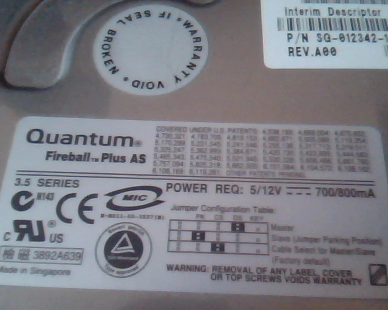 Hard Drive Disk IDE Quantum Fireball Plus AS QMP30000AS-A AS30A011-01-A 30.0AT - image 2