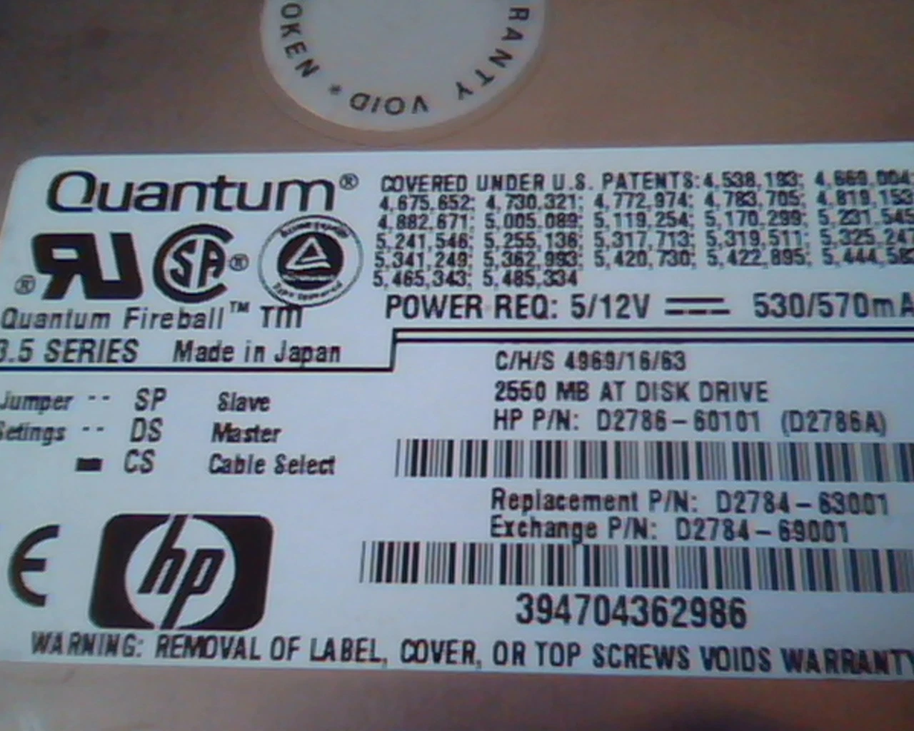Hard Drive Disk IDE Quantum Fireball TM TM25A101 01-A A6B20 2550AT TM25A012 01-D - image 2