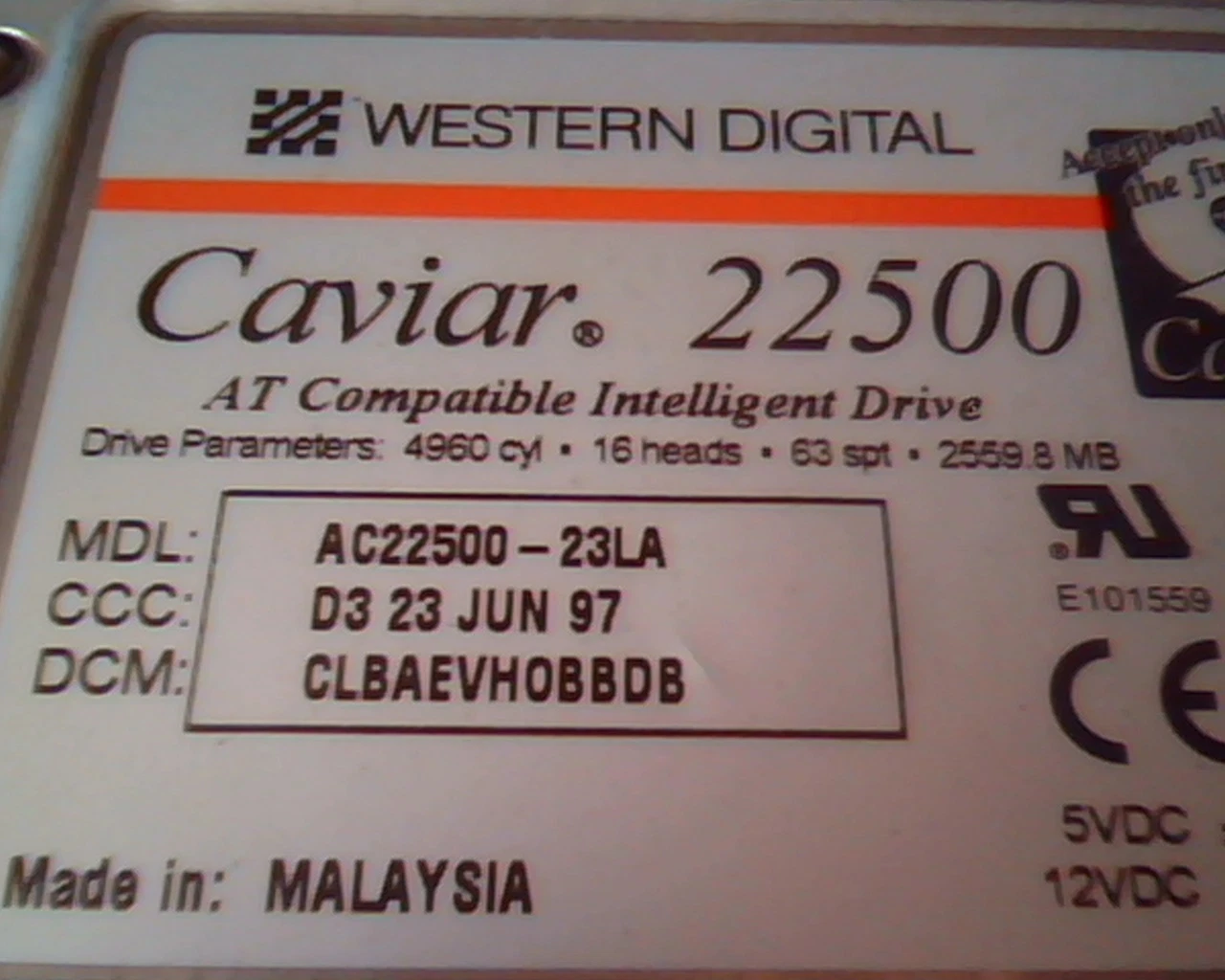 Hard Drive Disk IDE Western Digital Caviar 22500 AC22500-23LA CLBAEVHOBBDB D3 - image 2