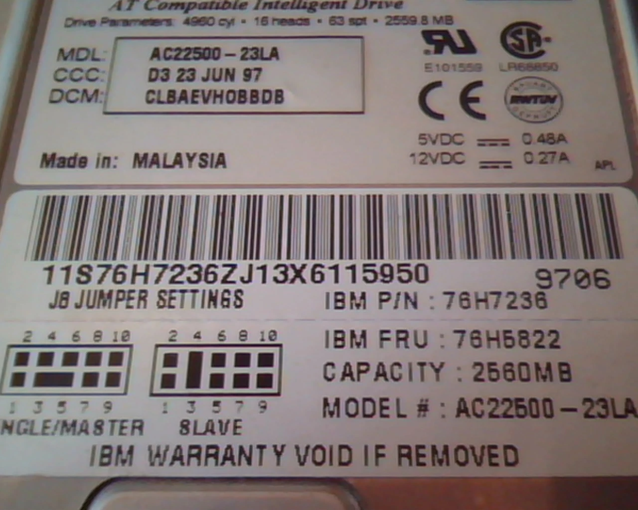 Hard Drive Disk IDE Western Digital Caviar 22500 AC22500-23LA CLBAEVHOBBDB D3 - image 3