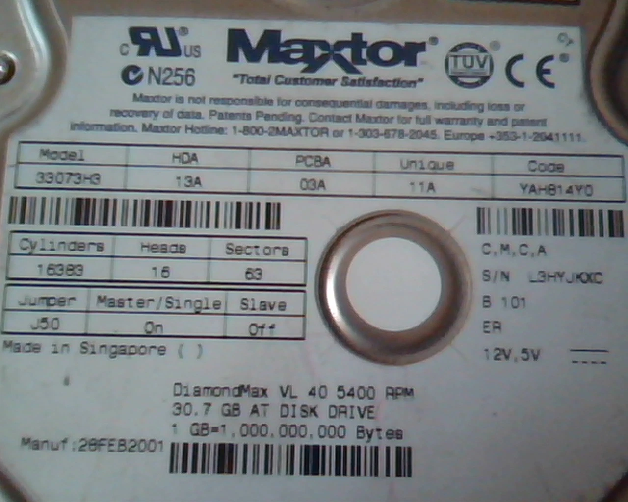 Hard Drive Disk IDE Maxtor 33073H3 13A 03A 11A YAH814Y0 DiamondMax VL 40 AT - image 2