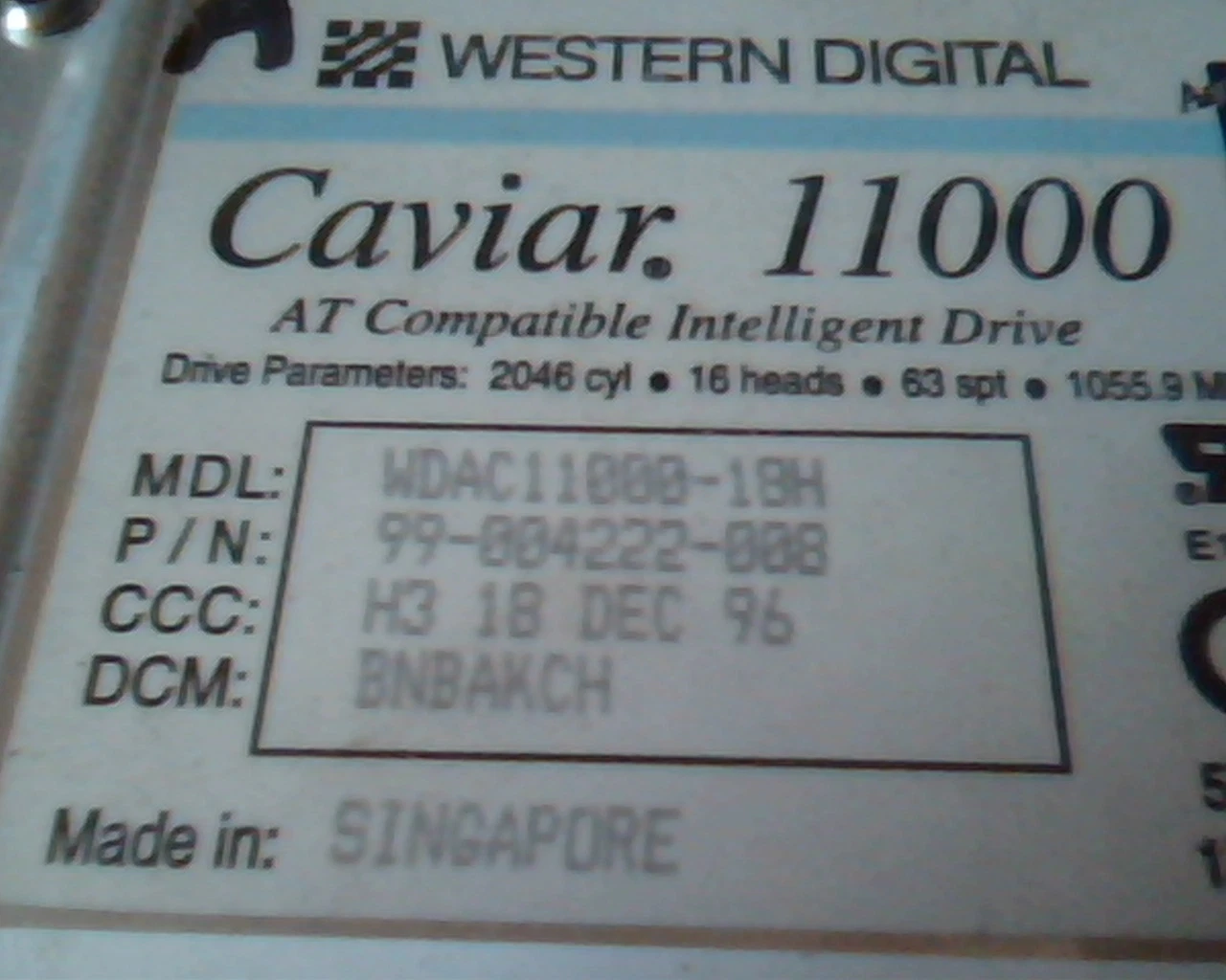 Hard Drive Disk IDE Western Digital Caviar 11000 WDAC11000-18H 99-004222-008 H3 - image 2